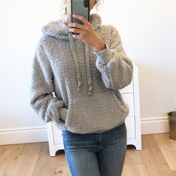 TAOS Gray Sherpa Pullover Hoodie - Picture 2 of 8